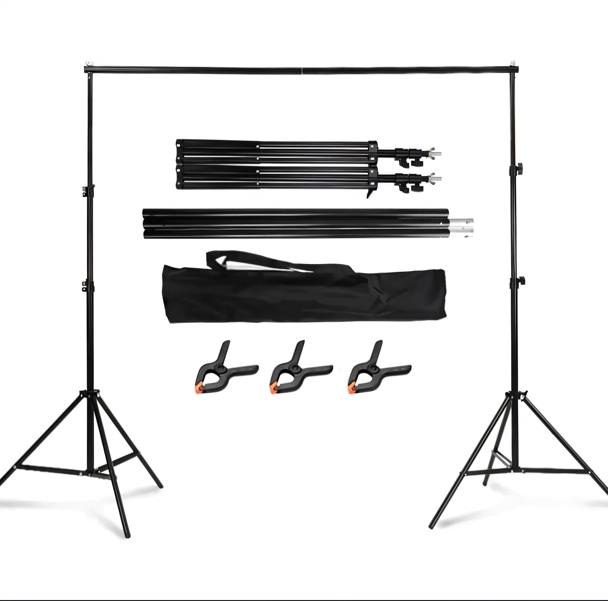 Heavy-Duty Photography Backdrop Stand Kit with Carry Case